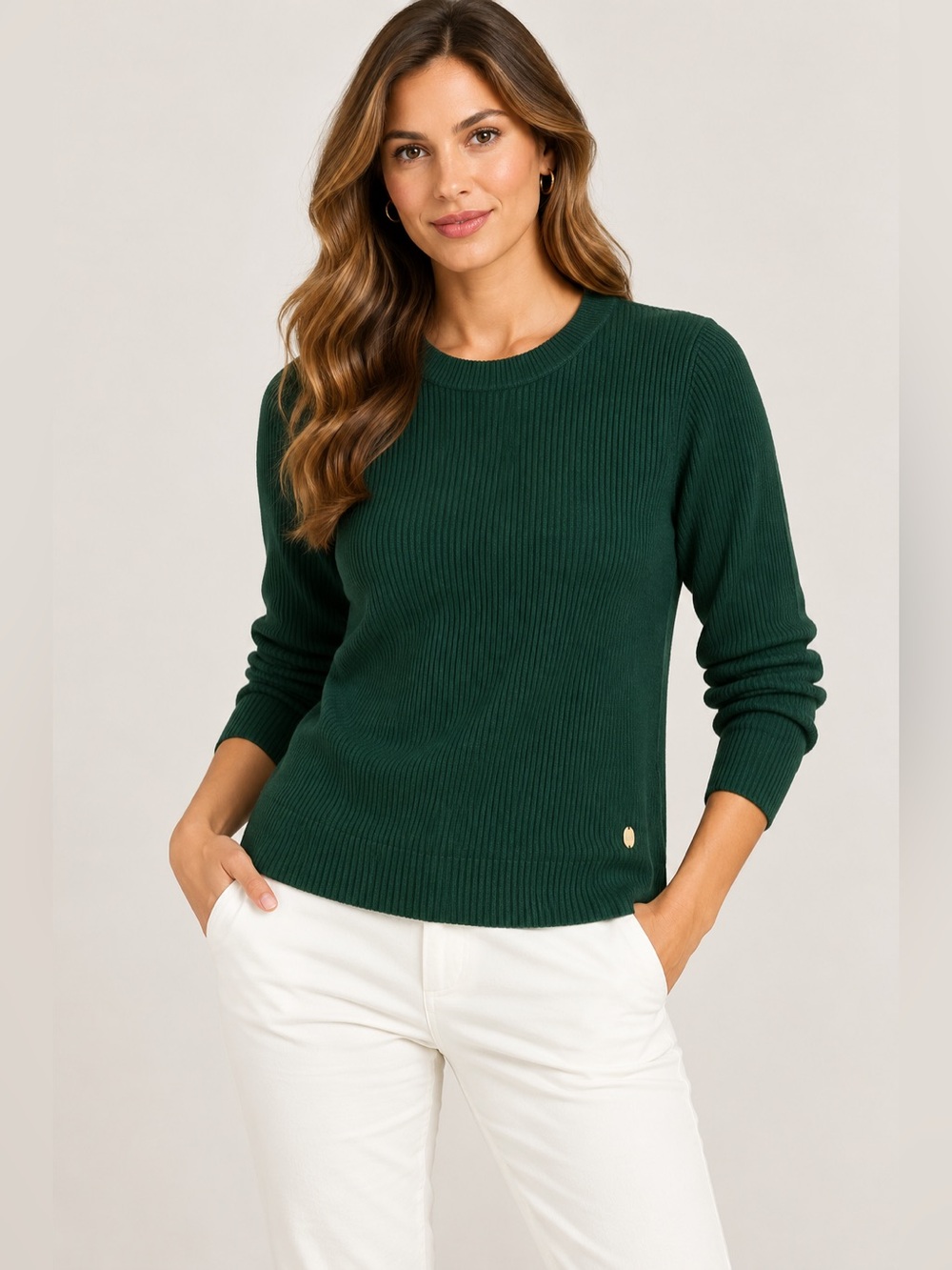 Ralph Lauren Forest Green Ribbed Crewneck Sweater